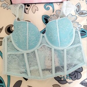 LAST CHANCE Victoria Secret Dream Angeles Lace Bustier Crop Top Crystal Waters💙